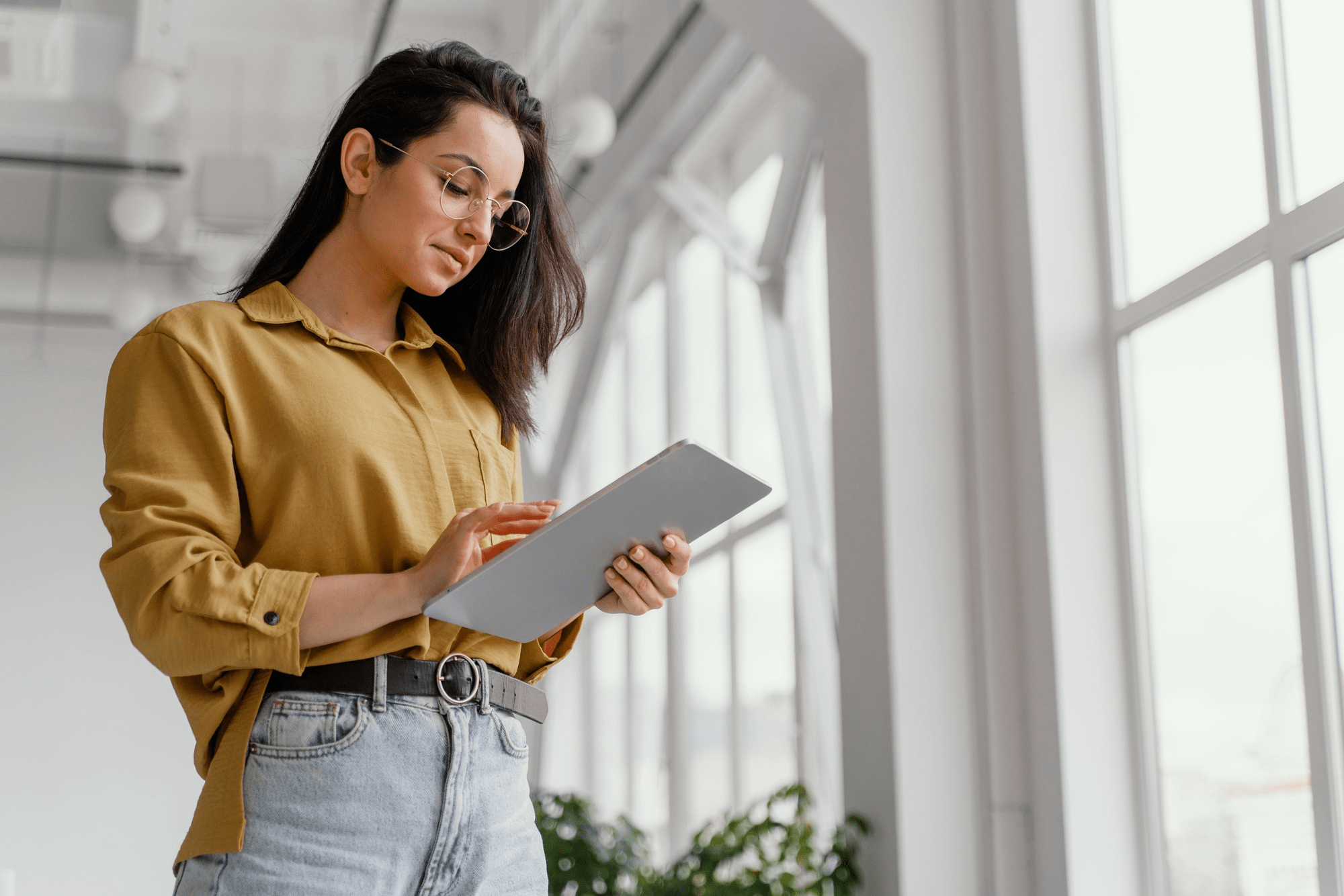 Professional woman using tablet